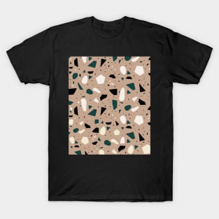 Seamless Blue and Black Terrazzo Pattern T-Shirt